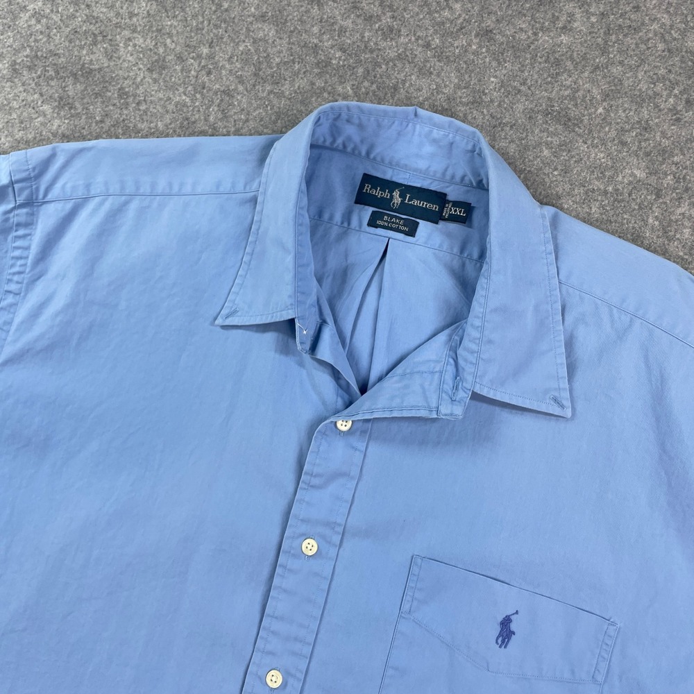Ralph Lauren Blake Mens Shirt XXL Blue Short Sleeve Relaxed Fit